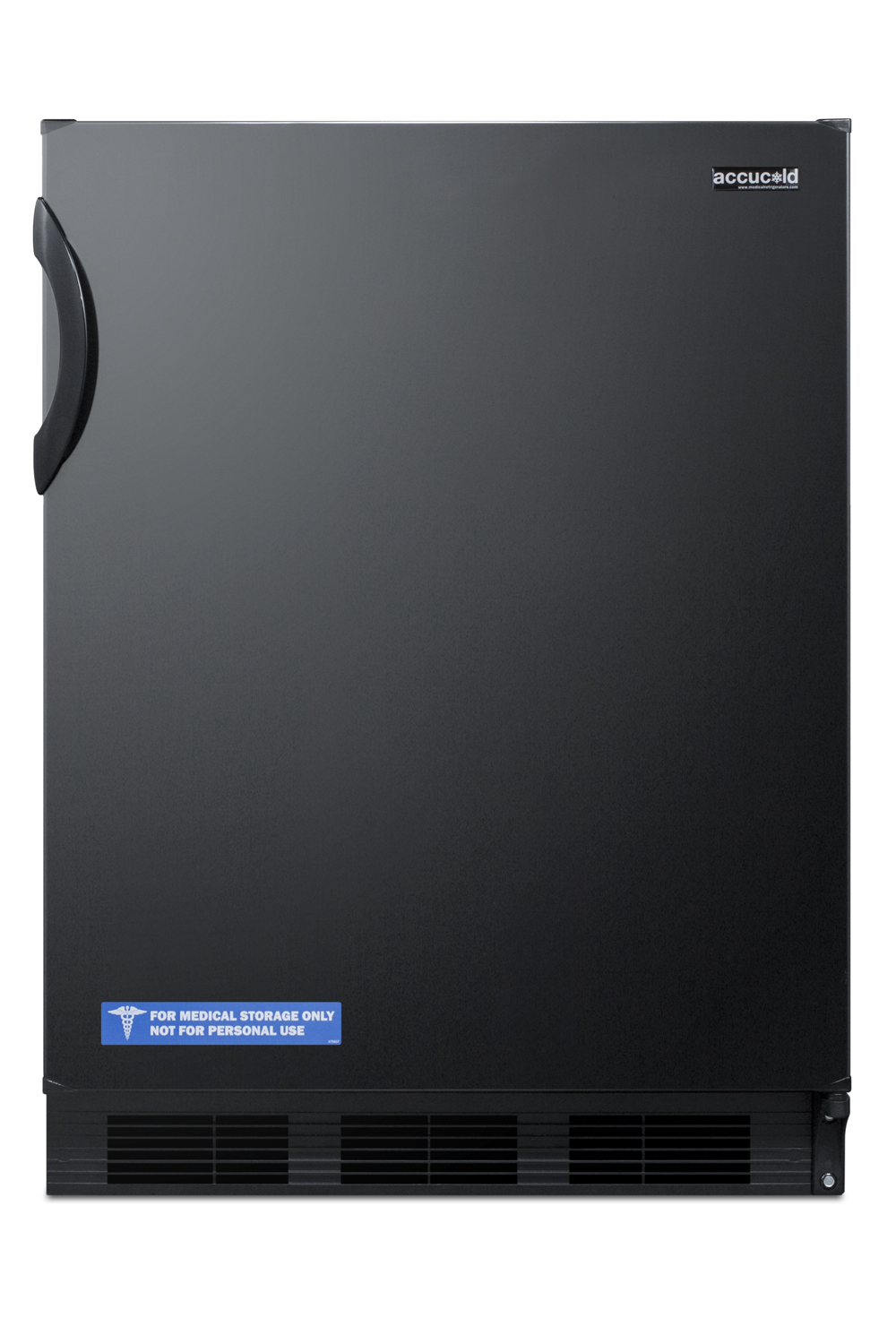 Freestanding ADA compliant refrigerator-freezer for general purpose use, with dual evaporator cooling, cycle defrost, and black exterior